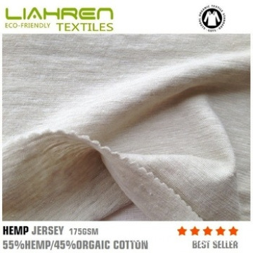 wholesale high quality 55%hemp/45%orgaic cotton jersey T shirt fabric form china manufacturer